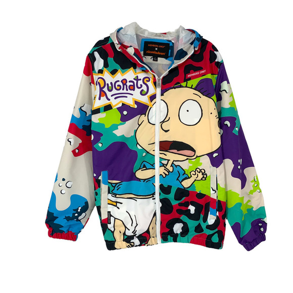NWT Members Only x RUGRATS Nickelodeon Hooded Windbreaker Jacket Men's Sz L NEW - Picture 1 of 12